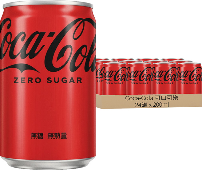 Coca-Cola 可口可樂 ZERO SUGAR 迷你罐 無糖, 200ml, 24罐
