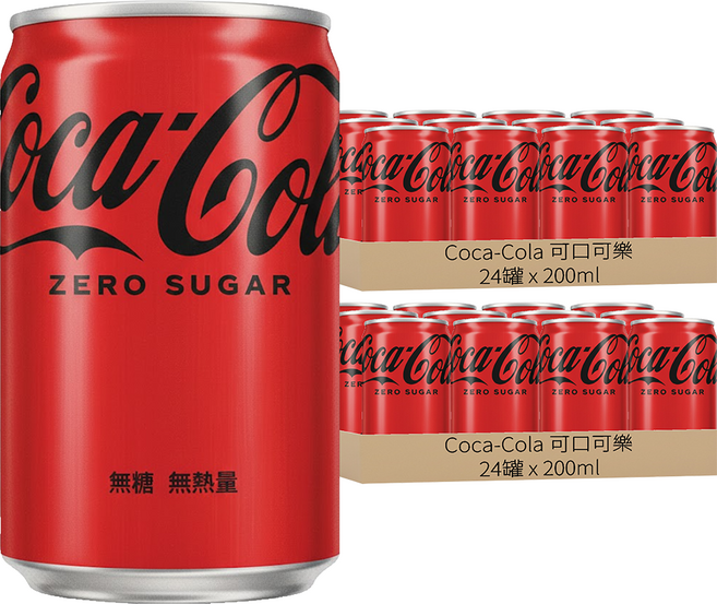 Coca-Cola 可口可樂 ZERO SUGAR 迷你罐 無糖, 200ml, 48罐