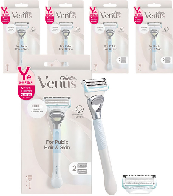 Venus Y존 제모 셀프케어 여성용면도기 핸들 + 면도날 2p 세트, 3p, 5개