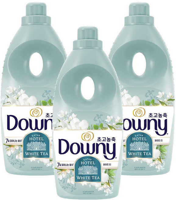 다우니 7일향수 초고농축 섬유유연제 화이트티 본품, 3개, 1L
