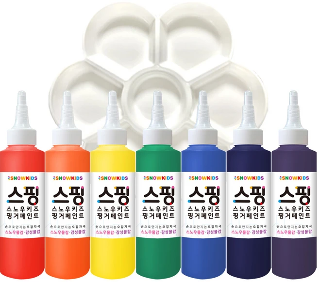 스노우키즈 레인보우 팔레트 세트, 140ml, 7색 - 쿠팡