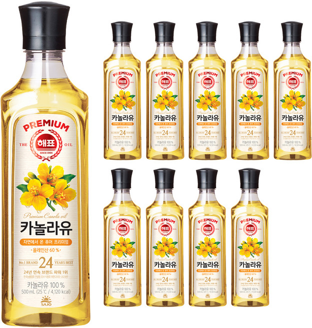 해표 카놀라유, 500ml, 10개