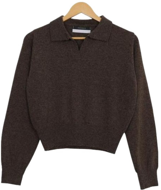 에이와비 여성용 퓨어 오픈 카라 니트