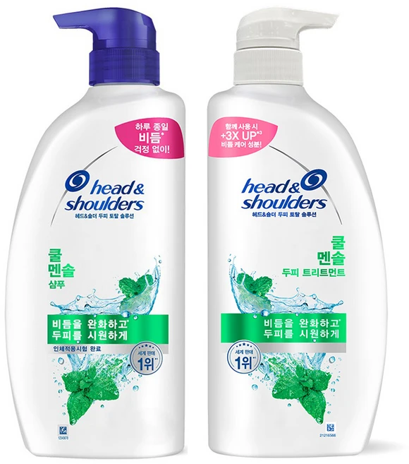 헤드앤숄더 두피 토탈 솔루션 샴푸 쿨 멘솔 850ml + 트리트먼트 850ml, 1개 - 쿠팡