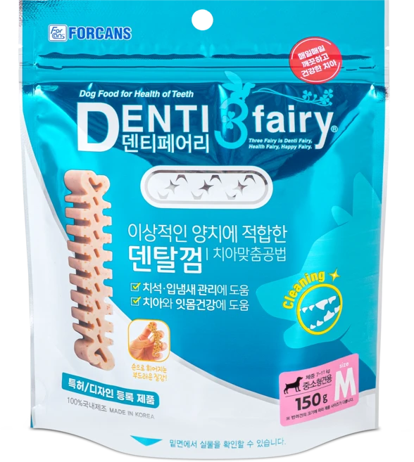 포켄스덴티페어리 강아지 덴탈껌 M 중소형견용, 구강청결, 150g, 1개 - 쿠팡
