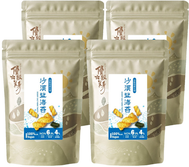 優穀美身 多穀物麻花捲 沙漠鹽海苔口味, 60g, 4個