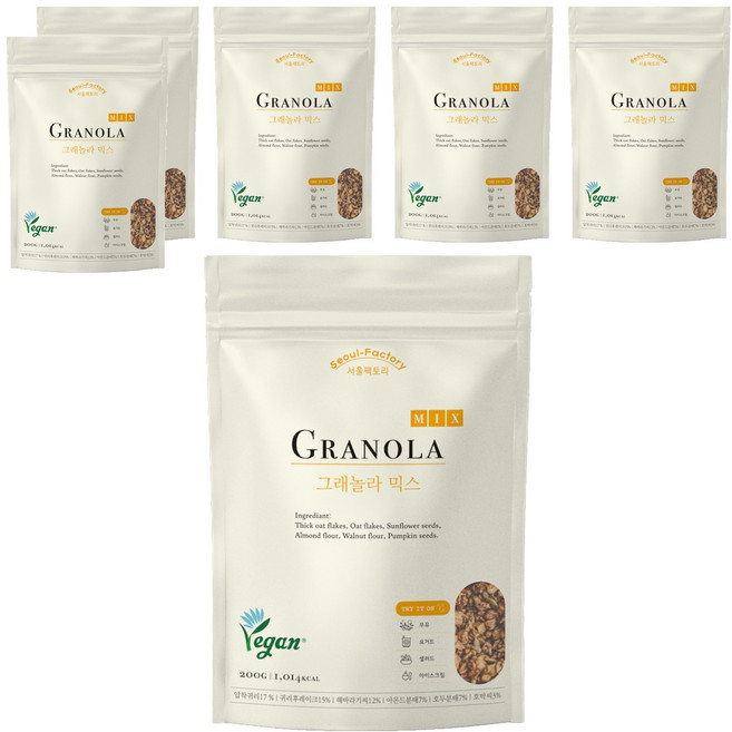 서울팩토리 그래놀라 믹스, 200g, 6개