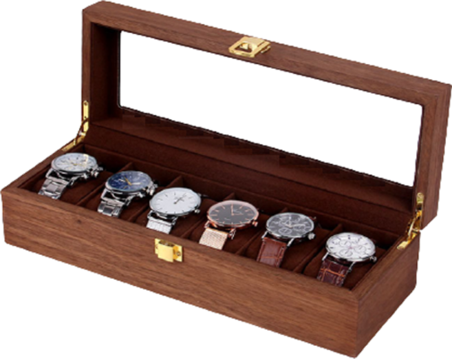 오브민 남녀공용 월넛우드 6구 시계 보관함