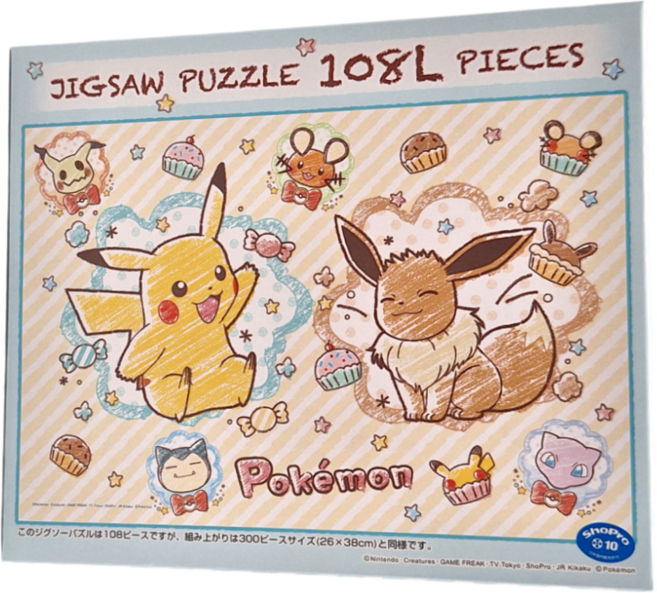 enSKY Pokemon 拼圖, 108片, 寶可夢蠟筆藝術 多色, 1盒