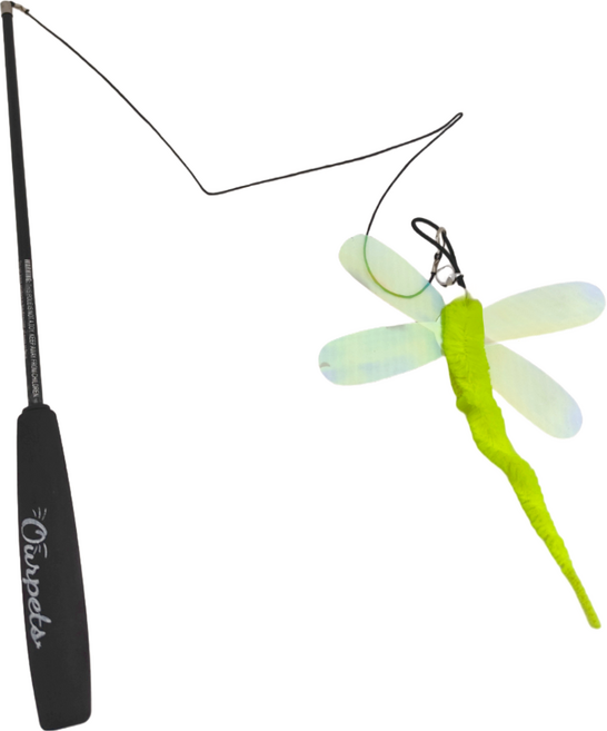 OurPets 伸縮逗貓棒, 黃色蜻蜓亮片, 1支