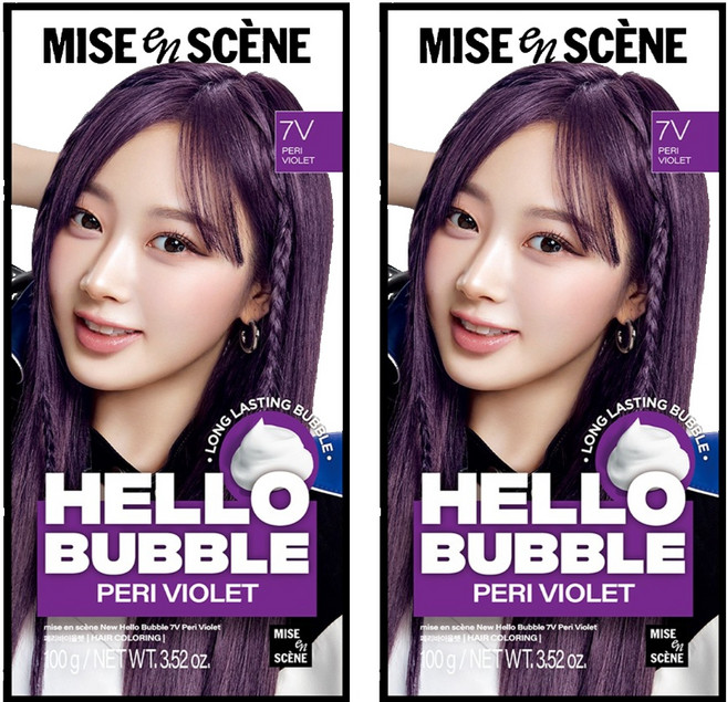 mise en scene 魅尚萱 Hello Bubble泡沫染髮劑 100g, 7V(霧灰紫), 2盒