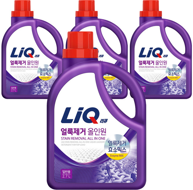 리큐 얼룩제거 올인원 액상세제 일반용 본품, 2.7L, 4개