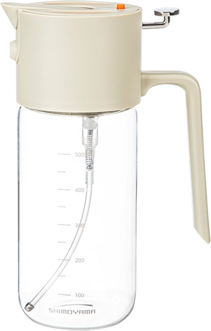 SHIMOYAMA 按壓式噴倒兩用油瓶/玻璃油壺 白色, 550ml, 1個