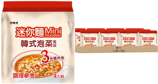 維力 迷你麵 韓式泡菜風味, 48包