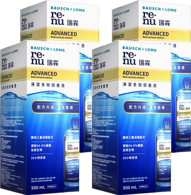 BAUSCH LOMB 博士倫 瑞霖 淨潔多效保養液, 500ml, 4瓶