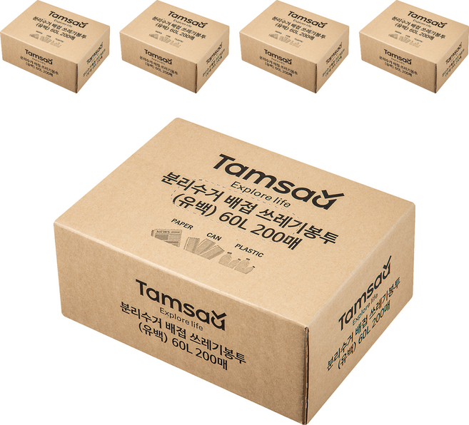 Tamsaa 垃圾袋 白色, 60L, 5盒