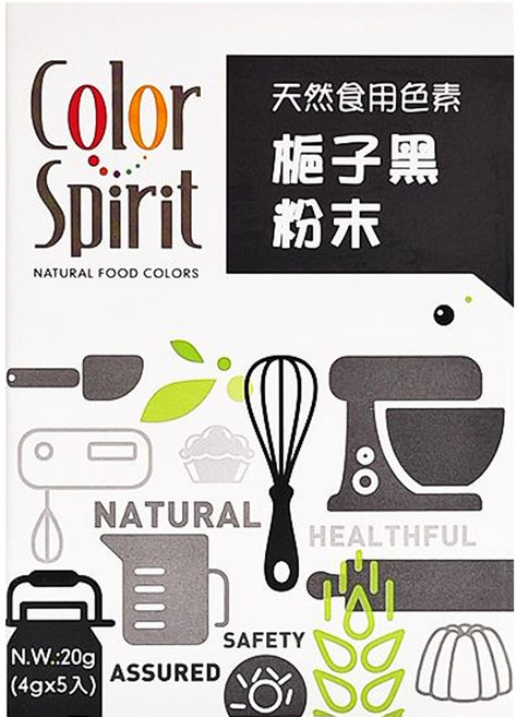 Color Spirit 梔子黑色素粉末, 20g, 1盒