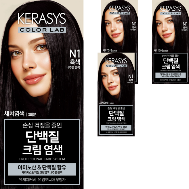 케라시스 단백질 크림 염모제 120g, 내추럴블랙, 4개