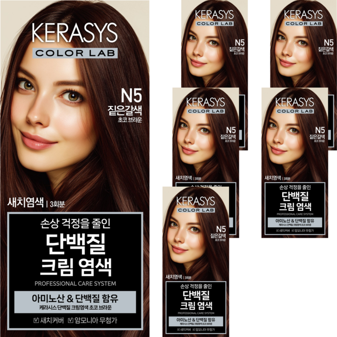 케라시스 단백질 크림 염모제 120g, 초코브라운, 6개