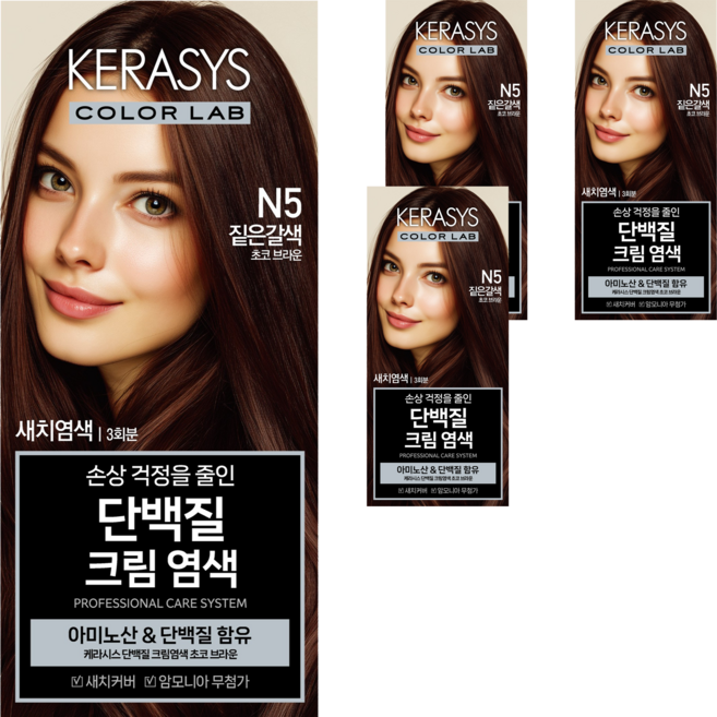 케라시스 단백질 크림 염모제 120g, 초코브라운, 4개