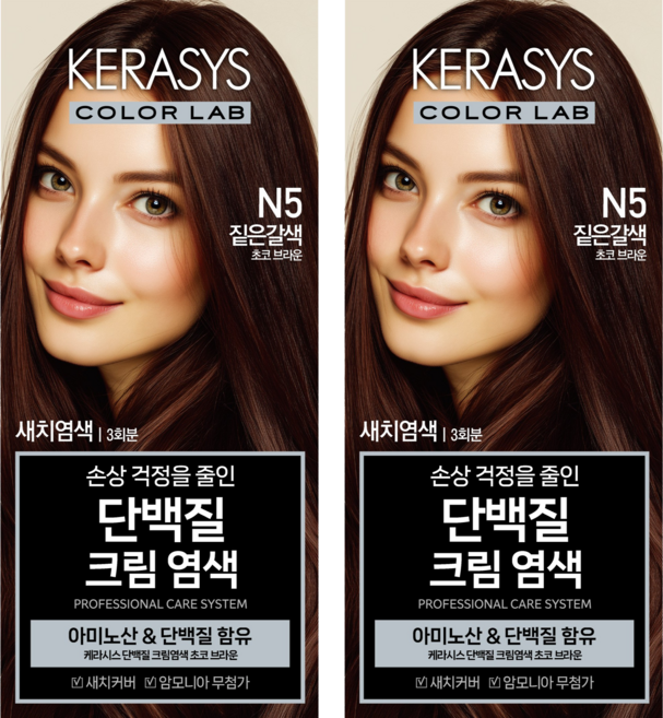 케라시스 단백질 크림 염모제 120g, 초코브라운, 2개