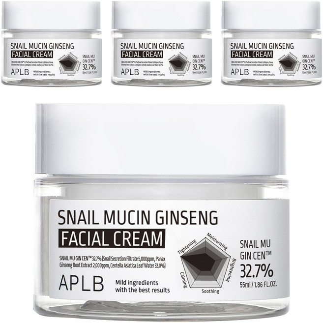 APLB 스네일 뮤신 진생 페이셜 크림, 55ml, 4개