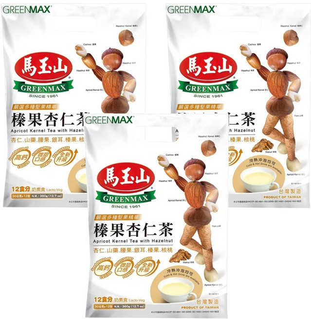 馬玉山 榛果杏仁茶, 360g, 3袋
