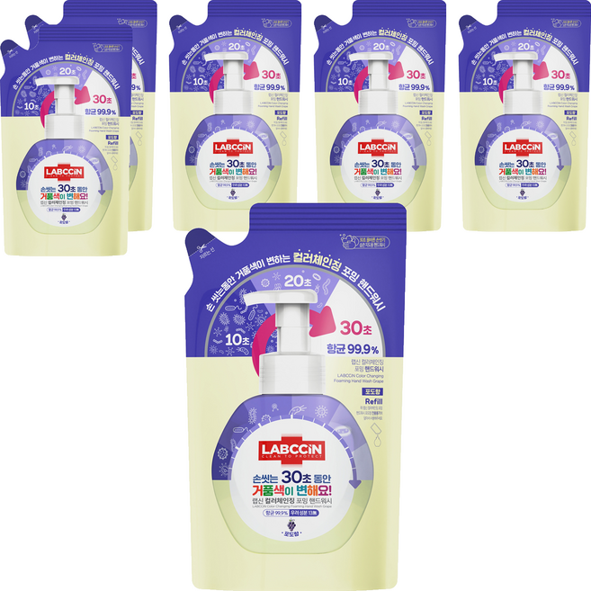 랩신 컬러체인징 포밍 핸드워시 포도향 리필, 450ml, 6개