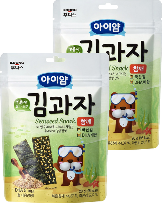 일동후디스 아이얌 김과자, 참깨, 20g, 2개
