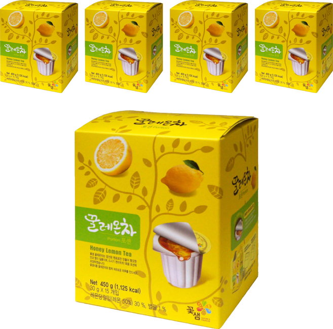 꽃샘식품 꽃샘 꿀레몬차포션, 30g, 15개입, 5박스
