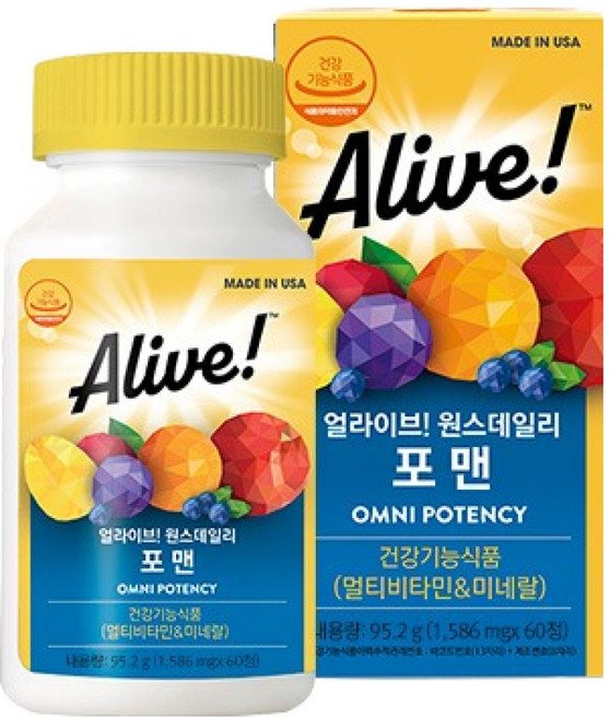 얼라이브 원스데일리 포 맨 멀티비타민, 60정, 1개