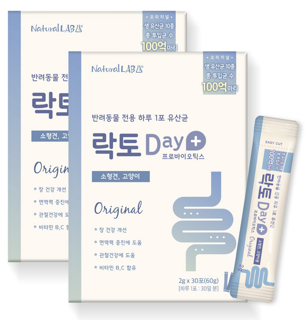 네츄럴랩 반려동물 락토데이 영양제 30p, 60g, 장건강/유산균, 2개