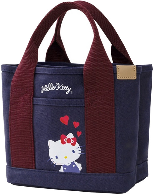 Hello Kitty 凱蒂貓 多隔層厚磅帆布托特包, 紅藍色