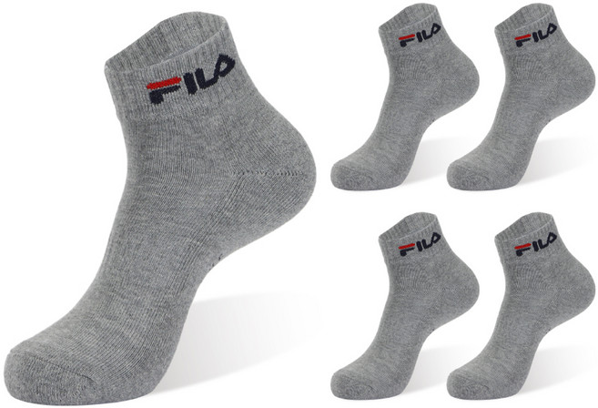 휠라 시그니처 더블 쿠션 앵클 5켤레, 그레이, 1세트