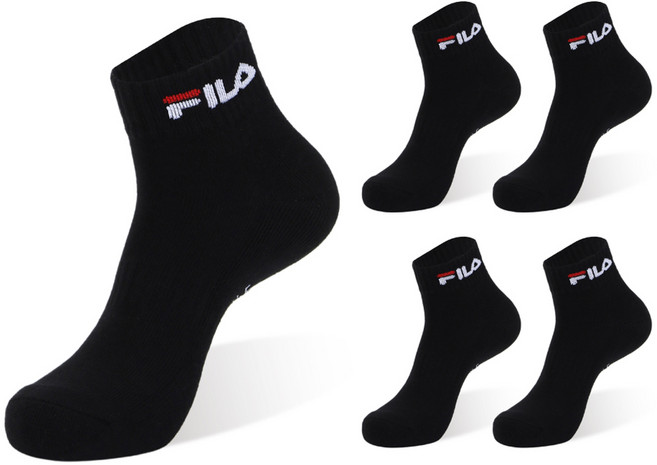 휠라 시그니처 더블 쿠션 앵클 5켤레, 블랙, 1세트