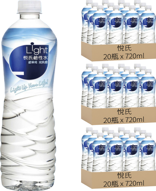 悅氏 Light 鹼性水, 720ml, 60瓶