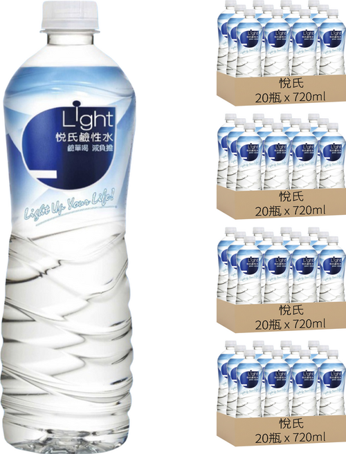 悅氏 Light 鹼性水, 720ml, 80瓶