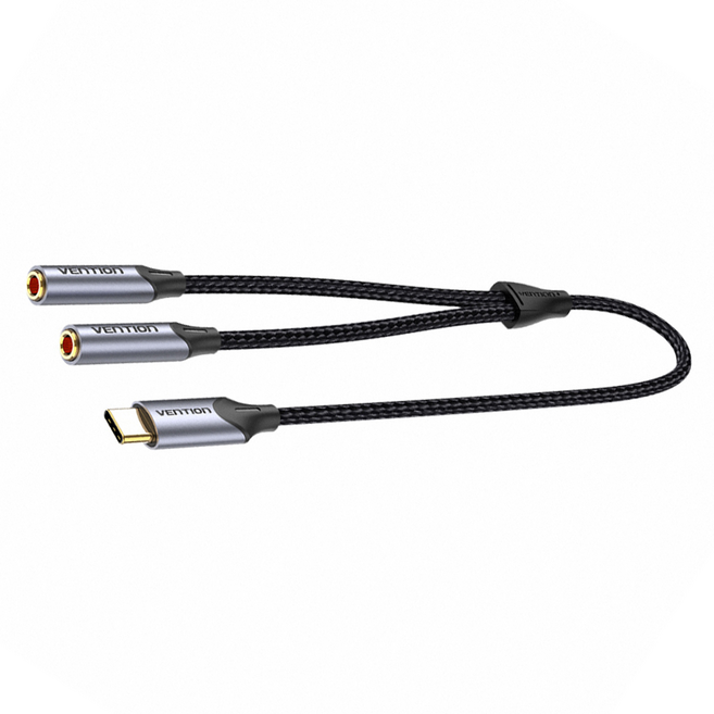 VEnTIOn 威迅 BGN系列 Type-C轉雙3.5mm音頻轉換線 30cm, 鋁合金款 深空灰, 1條