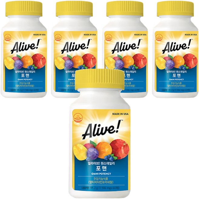 얼라이브 원스 데일리 포맨 멀티 비타민, 60정, 5개