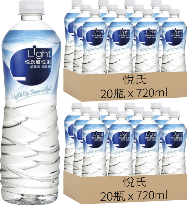 悅氏 Light 鹼性水, 720ml, 40瓶