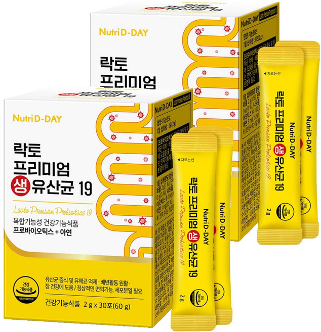 뉴트리디데이 락토 프리미엄 생유산균 19, 60g, 2개