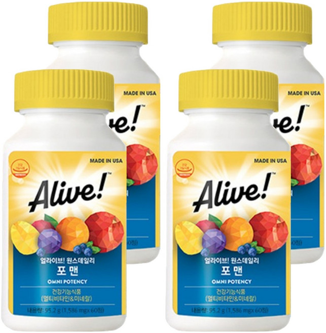 얼라이브 원스 데일리 포맨 멀티 비타민, 60정, 4개