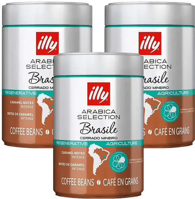 illy 意利 巴西風味咖啡豆 14887, 3罐, 250g, 咖啡豆(無研磨)