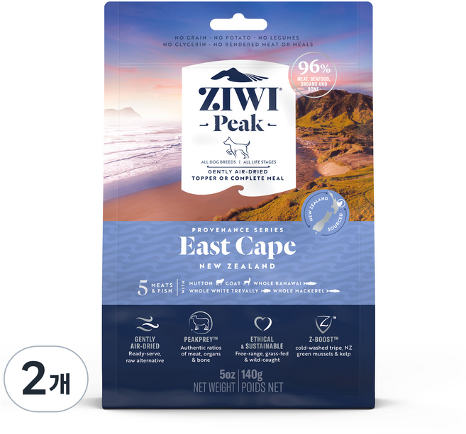 지위픽 강아지 독식품 프로비넌스 이스트 케이프 건식사료, 양, 140g, 2개