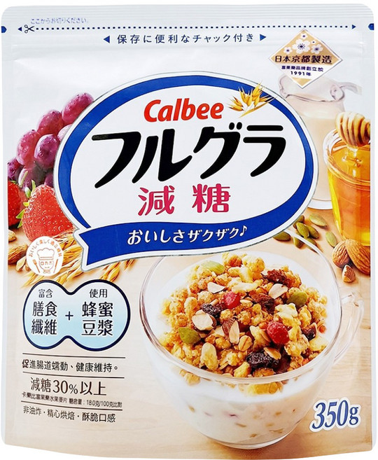 Calbee 卡樂比 Frugra 富果樂 減糖麥片, 350g, 1包