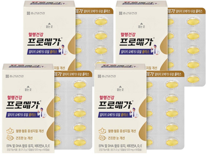 프로메가 종근당건강 알티지 오메가3 듀얼 플러스, 60정, 4개