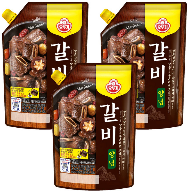 오뚜기 갈비양념 스파우트팩, 3개, 480g