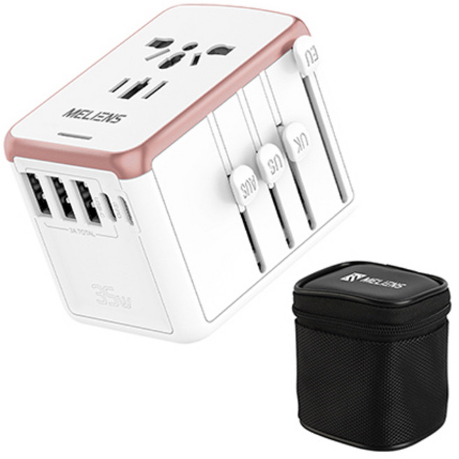멜리언스 해외여행용 5포트 초고속충전 멀티 어댑터 화이트 PD35W ML-OL1, 1개