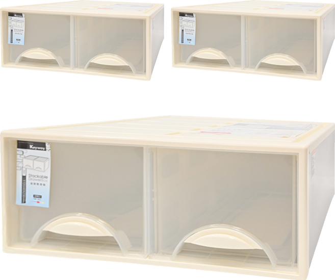KEYWAY 聯府 抽屜整理箱 K098-2 32L, 米色, 3個