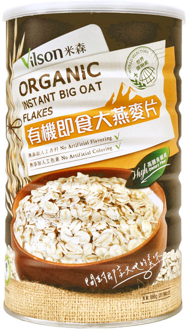 Vilson 米森 有機即食大燕麥片, 1罐, 880g